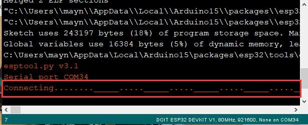 Connecting message during a failed upload